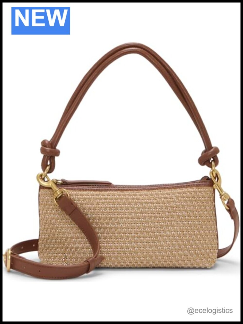 Vince Camuto Paula Straw Crossbody Bag Zipper Closure